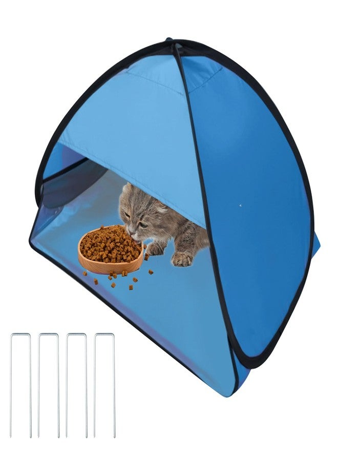 SnowTing Outdoor Cat Feeding Station, 31.5 x 19.7 x 21.7 Inch Large Outdoor Pet House with Ground Nails for Fixing, Foldable Stray Cat Shelter for Feral/Community Cats, Small Dogs and Rabbits (Blue) - Image 1